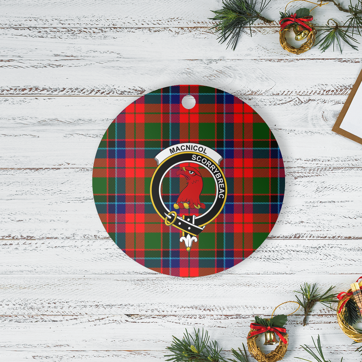 Clan Macnicol Tartan Crest Round Ceramic Ornament QH27 Macnicol Tartan Tartan Christmas   