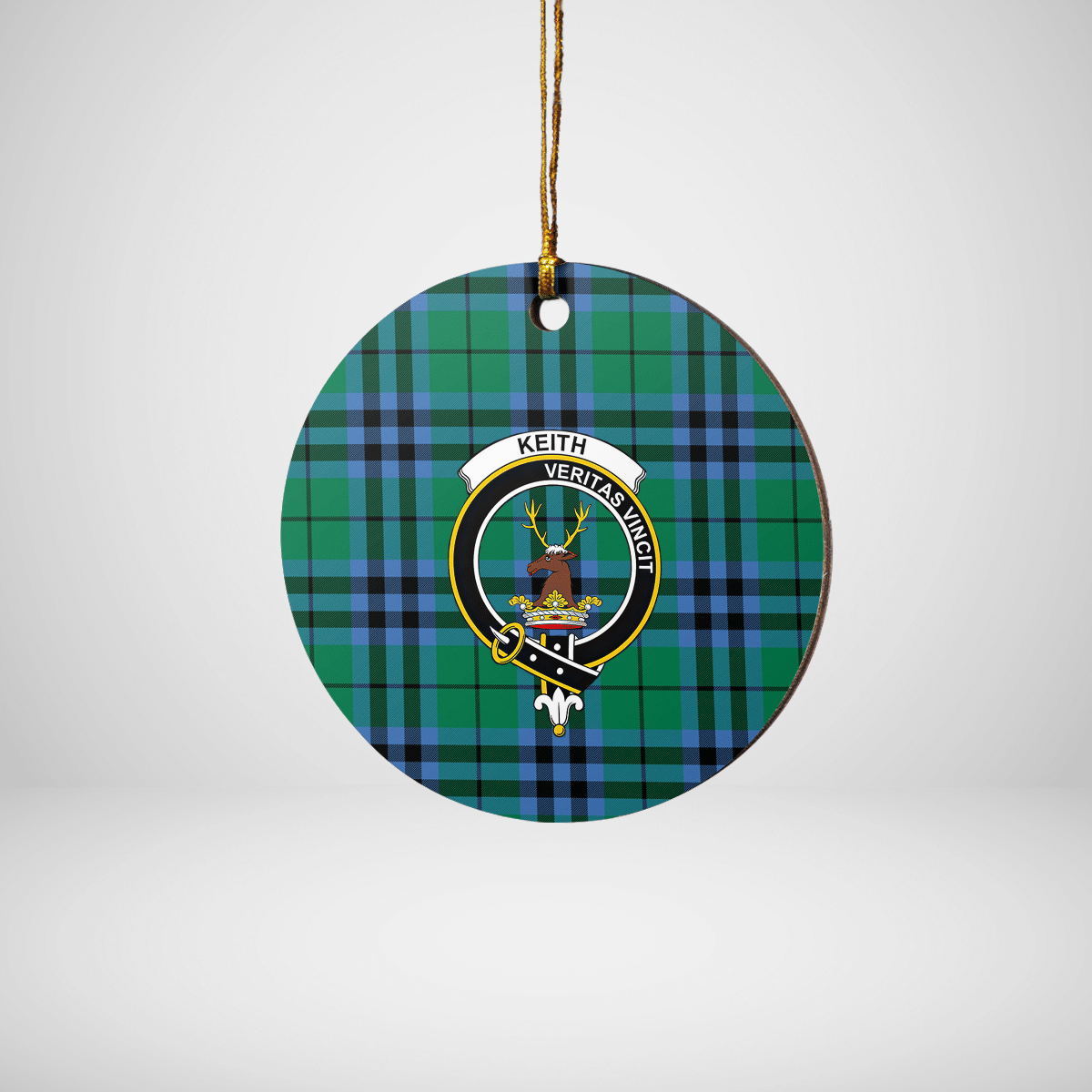 Clan Keith Ancient Tartan Crest Round Ceramic Ornament WN61 Keith Ancient Tartan Tartan Christmas   