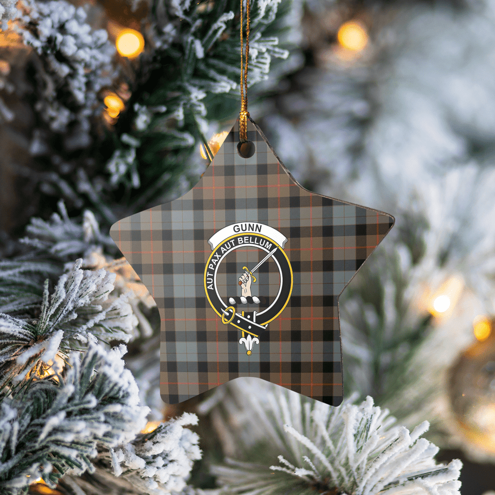 Clan Gunn Weathered Tartan Crest Star Ceramic Ornament ZK39 Gunn Weathered Tartan Tartan Christmas   