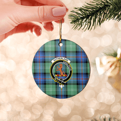 Clan Sutherland Old Ancient Tartan Crest Round Ceramic Ornament VY18 Sutherland Old Ancient Tartan Tartan Christmas   