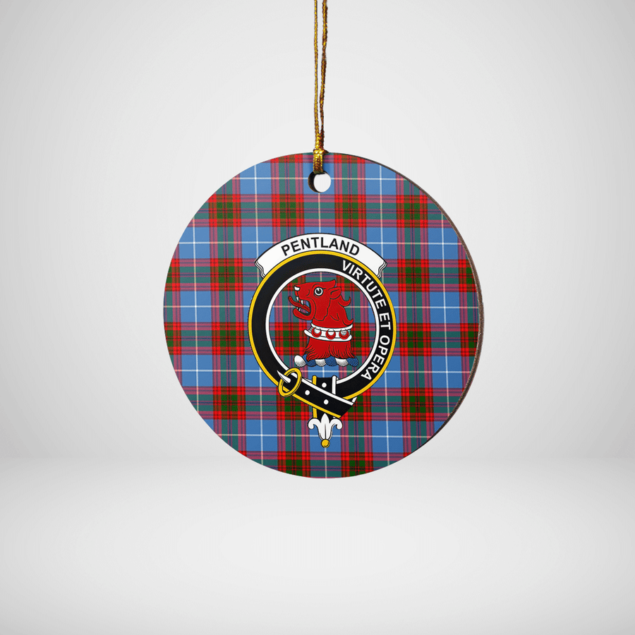 Clan Pentland (Edinburgh) Tartan Crest Round Ceramic Ornament GW35 Pentland (Edinburgh) Tartan Tartan Christmas   