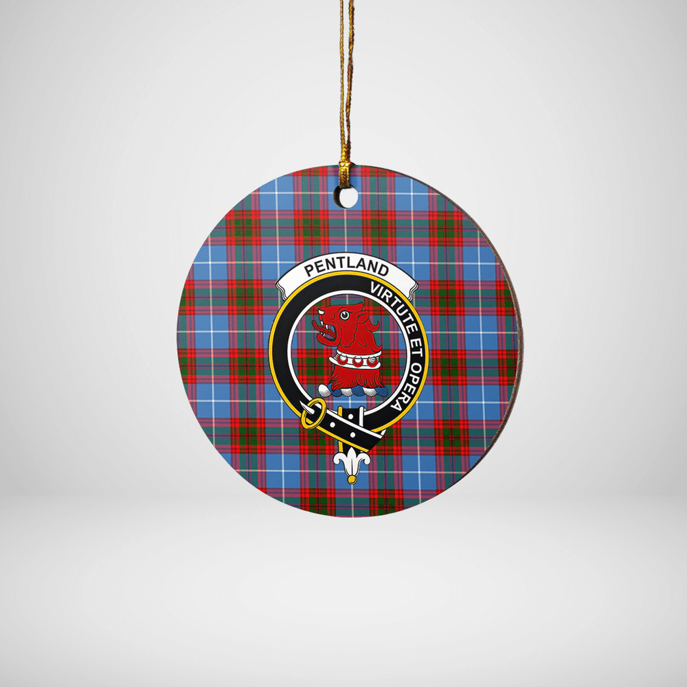 Clan Pentland (Edinburgh) Tartan Crest Round Ceramic Ornament GW35 Pentland (Edinburgh) Tartan Tartan Christmas   