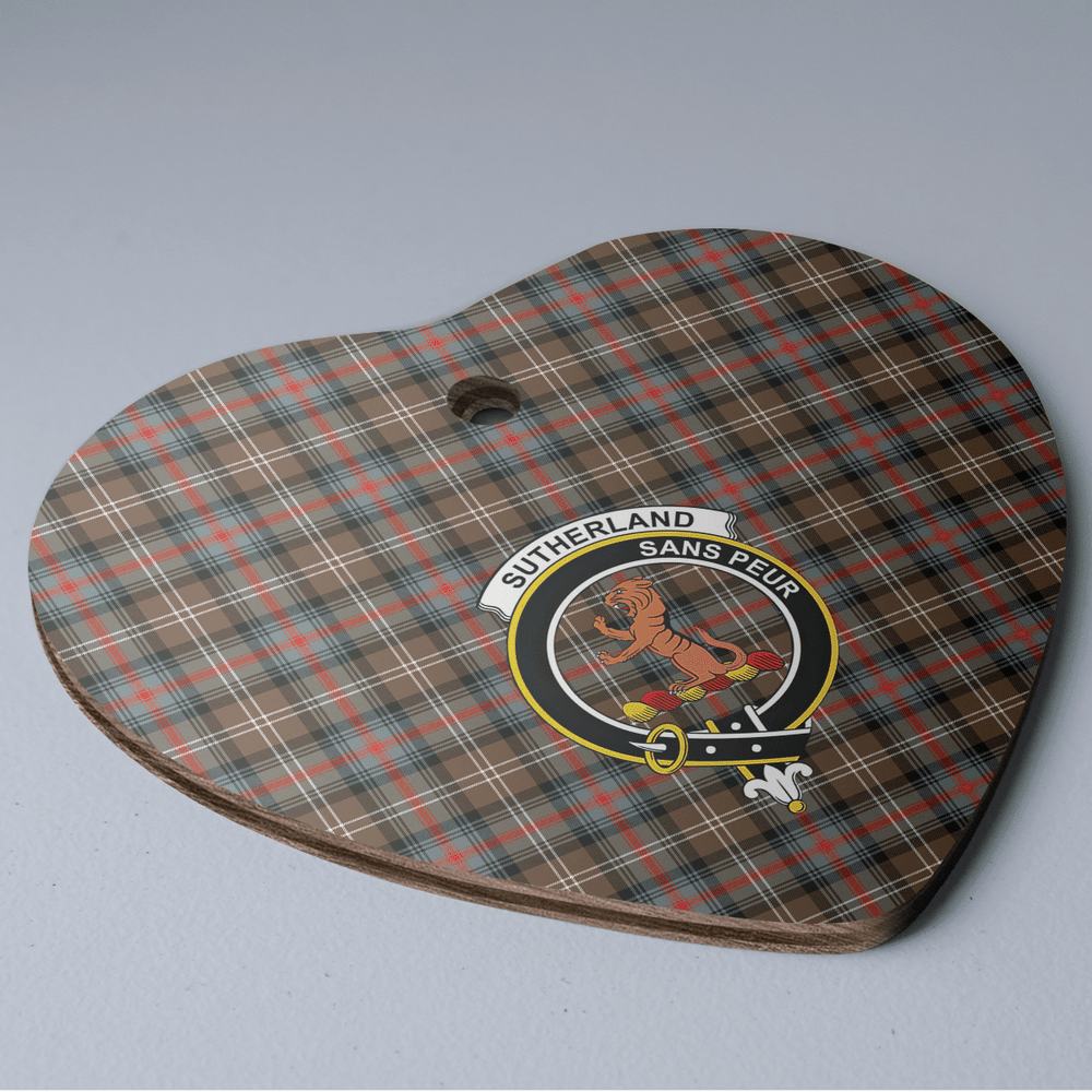 Clan Sutherland Weathered Tartan Crest Heart Ceramic Ornament AQ51 Sutherland Weathered Tartan Tartan Christmas   