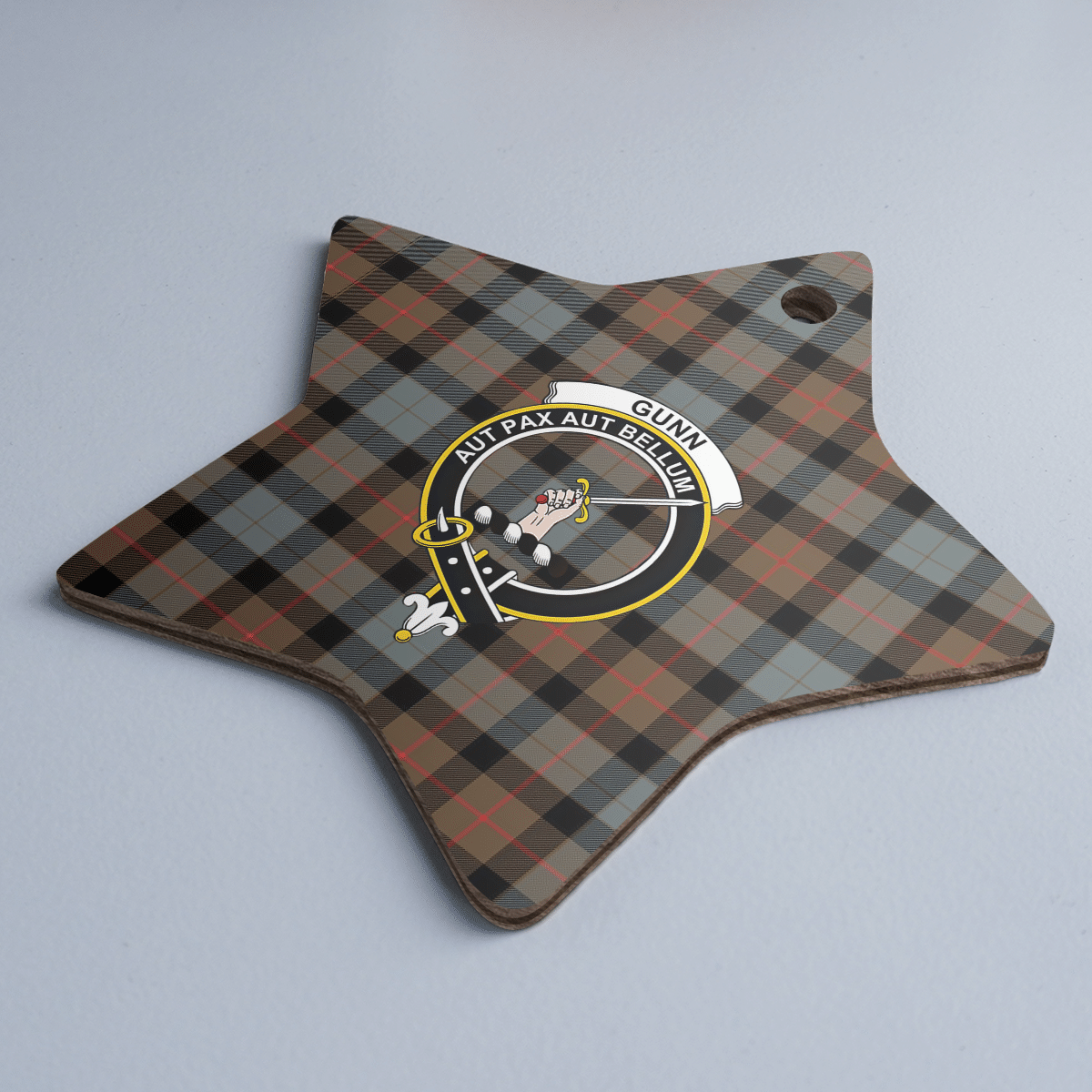 Clan Gunn Weathered Tartan Crest Star Ceramic Ornament ZK39 Gunn Weathered Tartan Tartan Christmas   