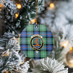 Clan Sutherland Old Ancient Tartan Crest Round Ceramic Ornament VY18 Sutherland Old Ancient Tartan Tartan Christmas   