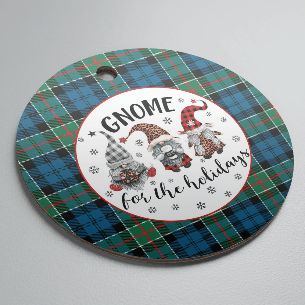 Clan Colquhoun Ancient Tartan Tartan Crest Gnome Round Ceramic Ornament NX39 Colquhoun Ancient Tartan Tartan Christmas   