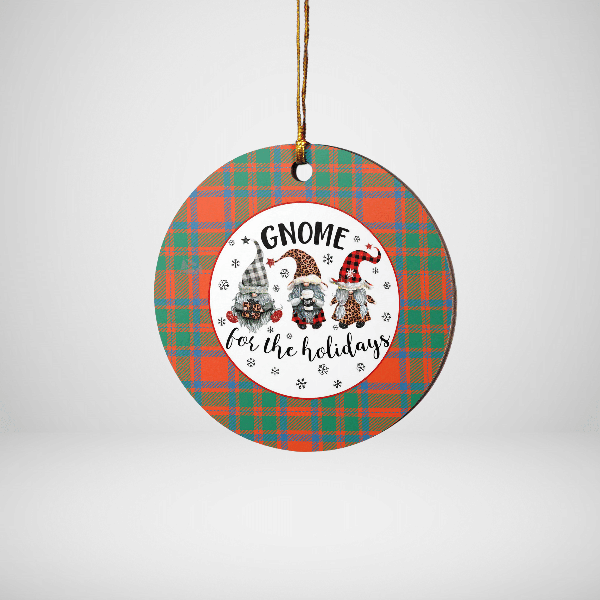 Clan MacKintosh Ancient Tartan Tartan Crest Gnome Round Ceramic Ornament QD21 MacKintosh Ancient Tartan Tartan Christmas   
