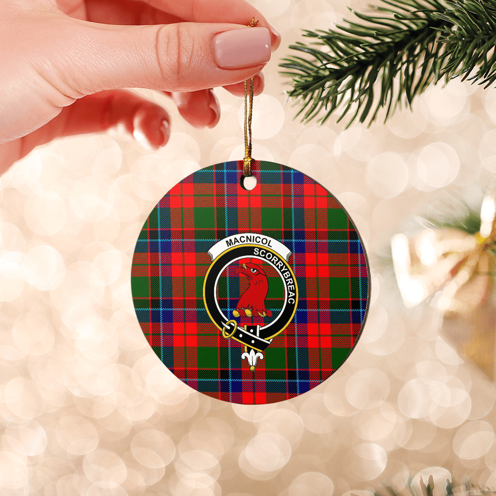 Clan Macnicol Tartan Crest Round Ceramic Ornament QH27 Macnicol Tartan Tartan Christmas   