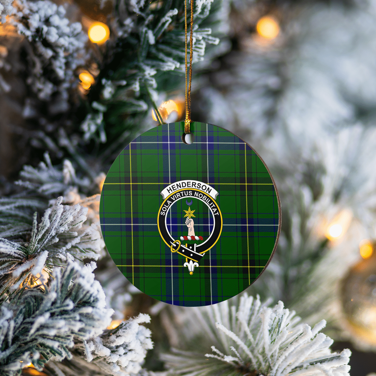 Clan Henderson Modern Tartan Crest Round Ceramic Ornament LB24 Henderson Modern Tartan Tartan Christmas   