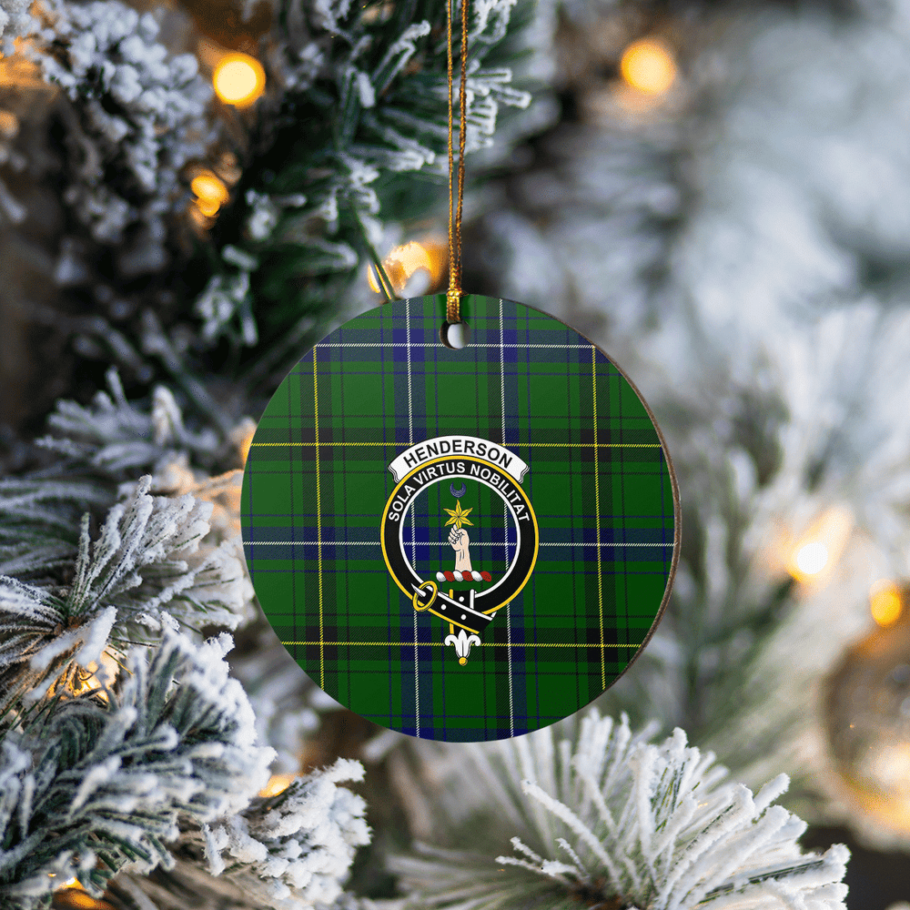 Clan Henderson Modern Tartan Crest Round Ceramic Ornament LB24 Henderson Modern Tartan Tartan Christmas   