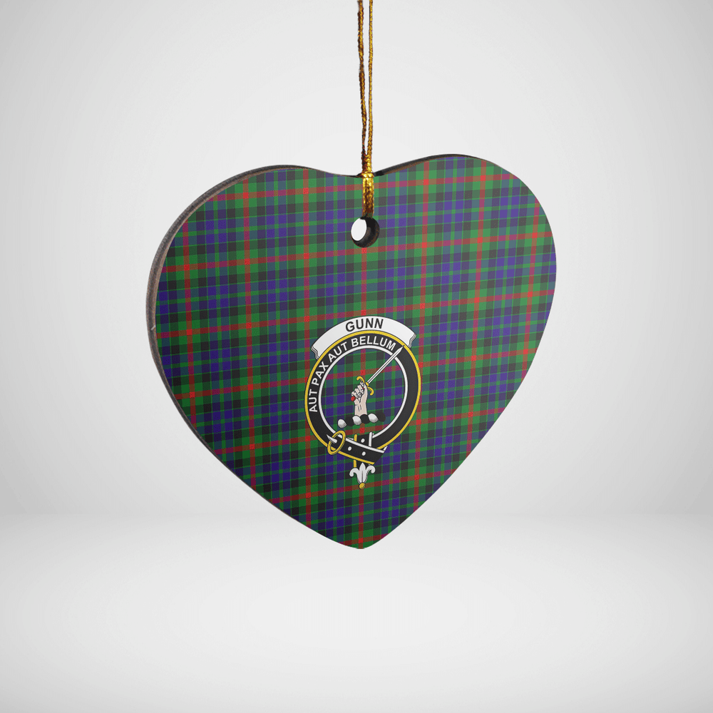 Clan Gunn Tartan Crest Heart Ceramic Ornament BV49 Gunn Tartan Tartan Christmas   