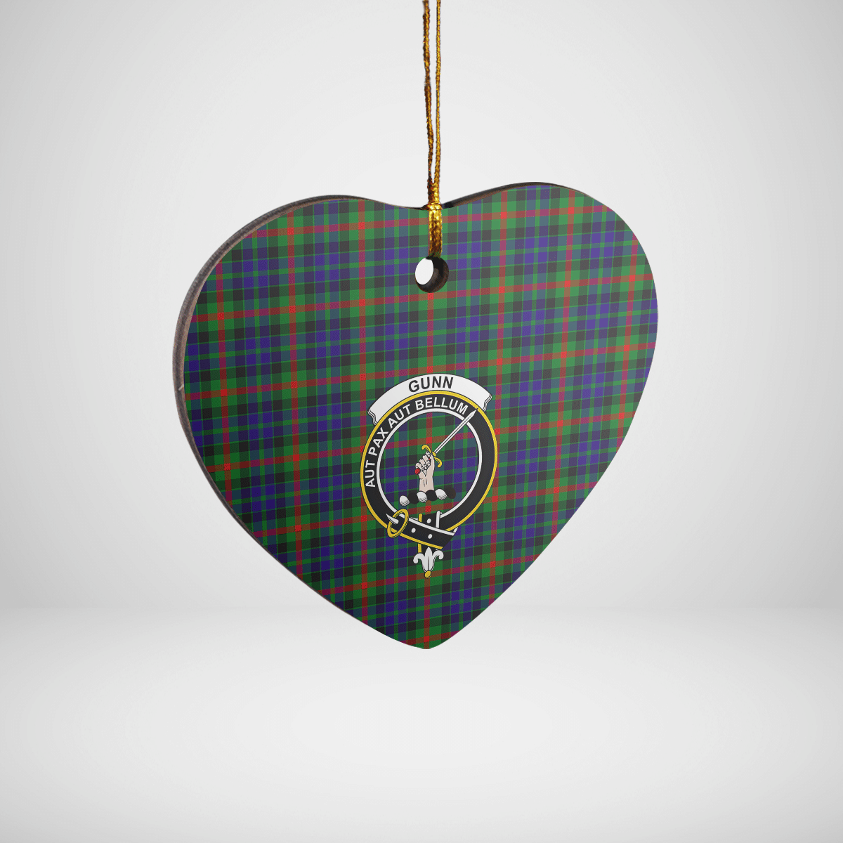 Clan Gunn Tartan Crest Heart Ceramic Ornament BV49 Gunn Tartan Tartan Christmas   