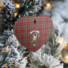 Clan Lindsay Weathered Tartan Crest Heart Ceramic Ornament XH62 Lindsay Weathered Tartan Tartan Christmas   