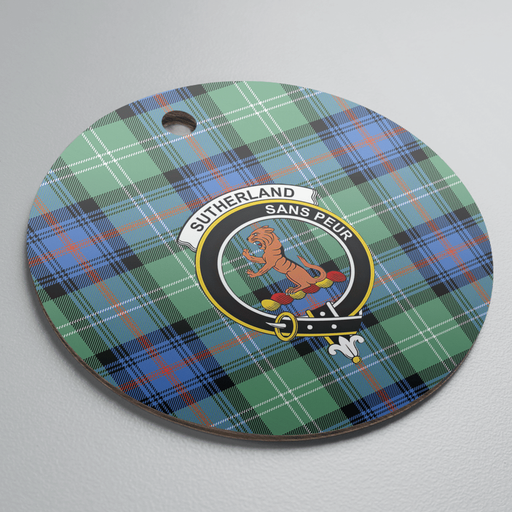 Clan Sutherland Old Ancient Tartan Crest Round Ceramic Ornament VY18 Sutherland Old Ancient Tartan Tartan Christmas   