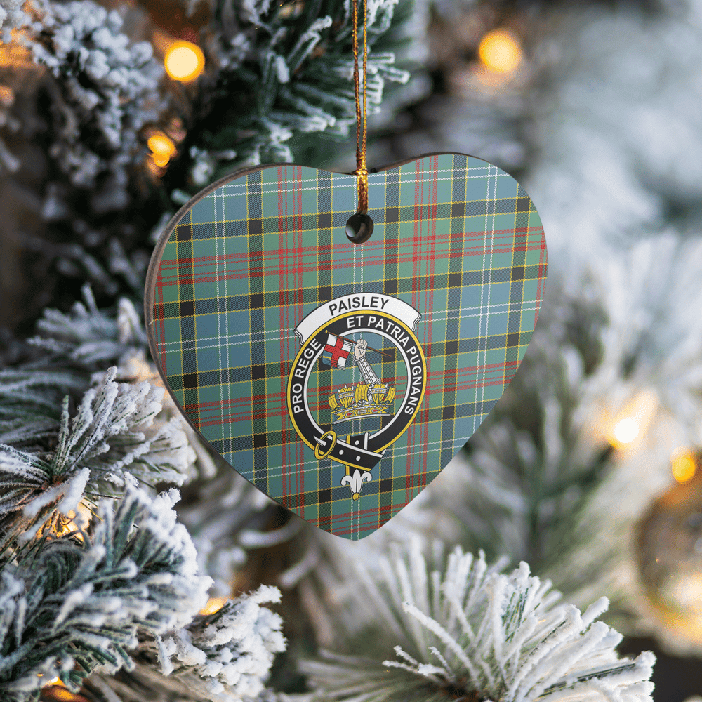Clan Paisley District Tartan Crest Heart Ceramic Ornament CQ79 Paisley District Tartan Tartan Christmas   