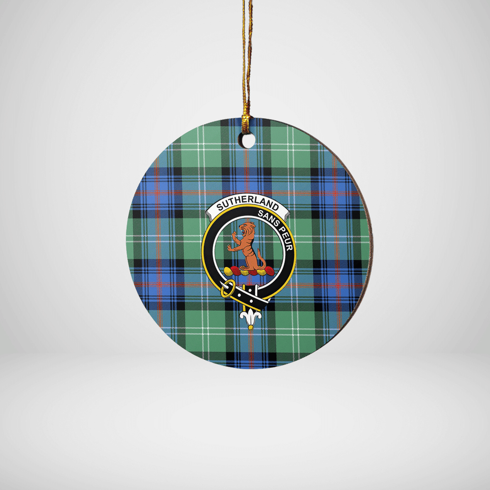 Clan Sutherland Old Ancient Tartan Crest Round Ceramic Ornament VY18 Sutherland Old Ancient Tartan Tartan Christmas   