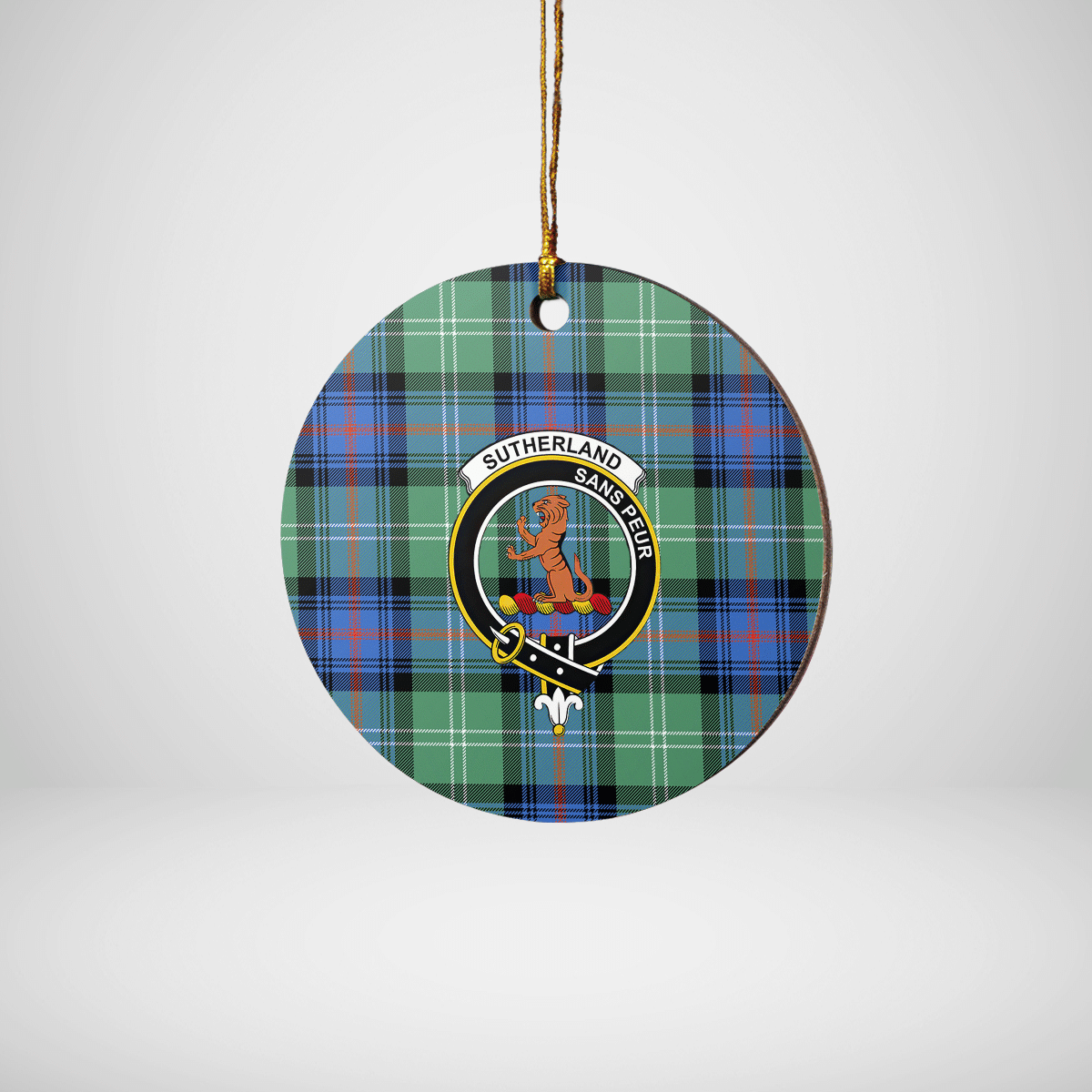 Clan Sutherland Old Ancient Tartan Crest Round Ceramic Ornament VY18 Sutherland Old Ancient Tartan Tartan Christmas   