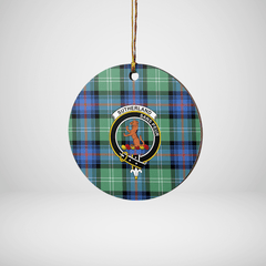 Clan Sutherland Old Ancient Tartan Crest Round Ceramic Ornament VY18 Sutherland Old Ancient Tartan Tartan Christmas   