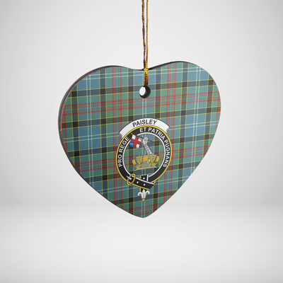 Clan Paisley District Tartan Crest Heart Ceramic Ornament