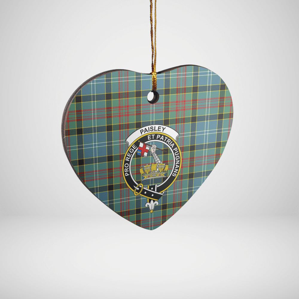 Clan Paisley District Tartan Crest Heart Ceramic Ornament CQ79 Paisley District Tartan Tartan Christmas   