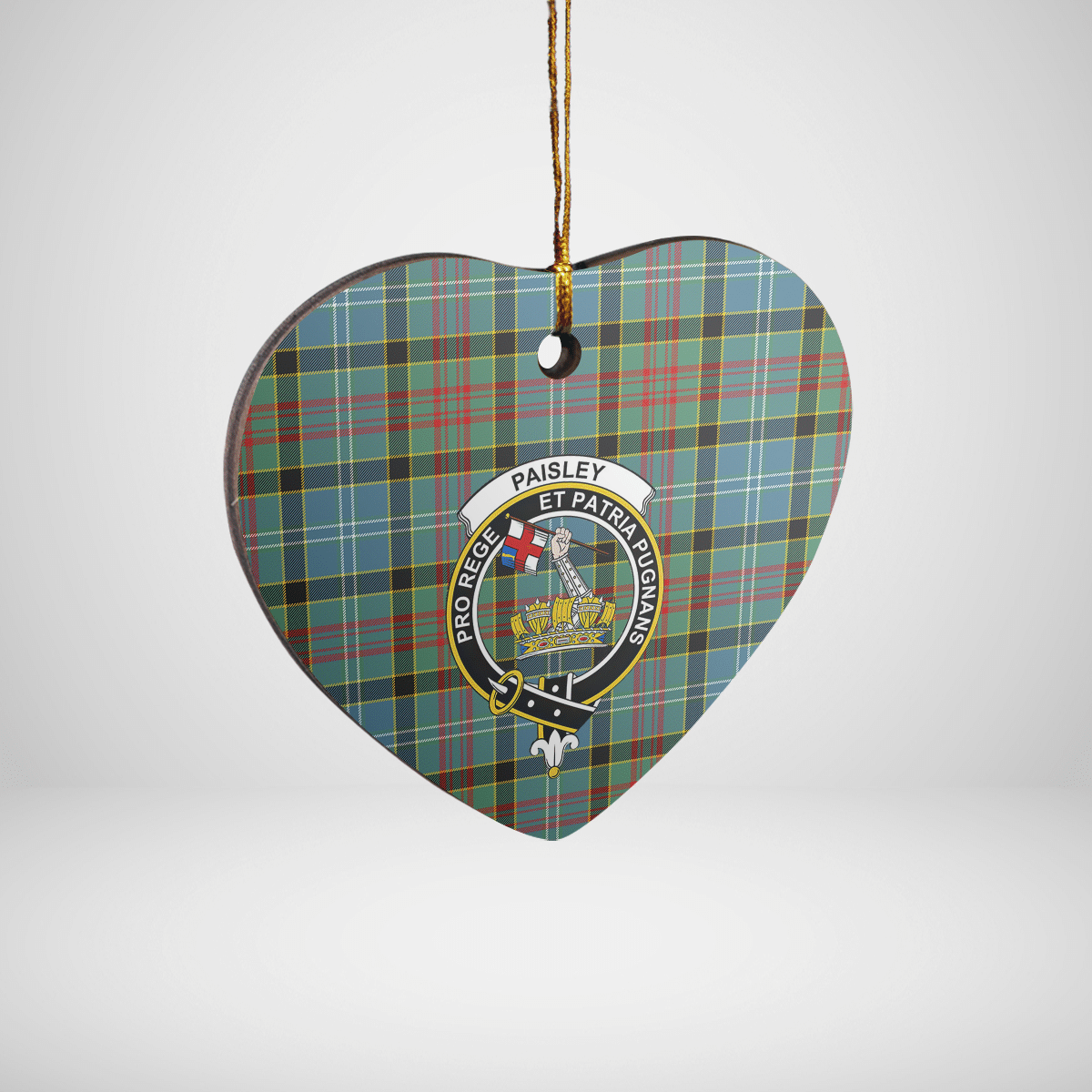 Clan Paisley District Tartan Crest Heart Ceramic Ornament CQ79 Paisley District Tartan Tartan Christmas   