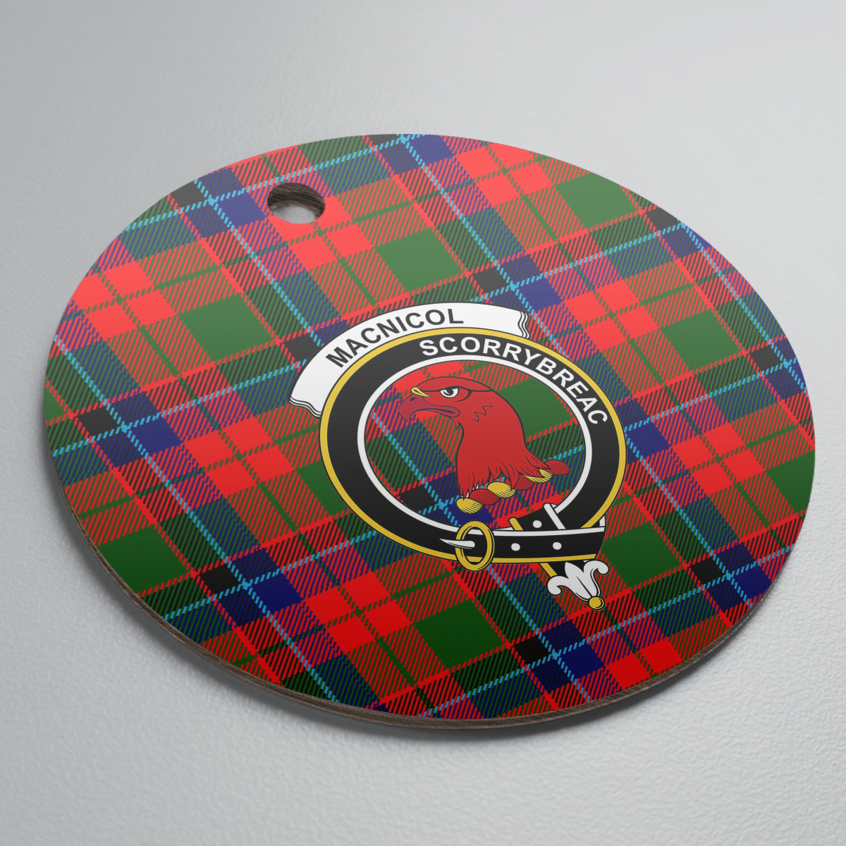 Clan Macnicol Tartan Crest Round Ceramic Ornament QH27 Macnicol Tartan Tartan Christmas   