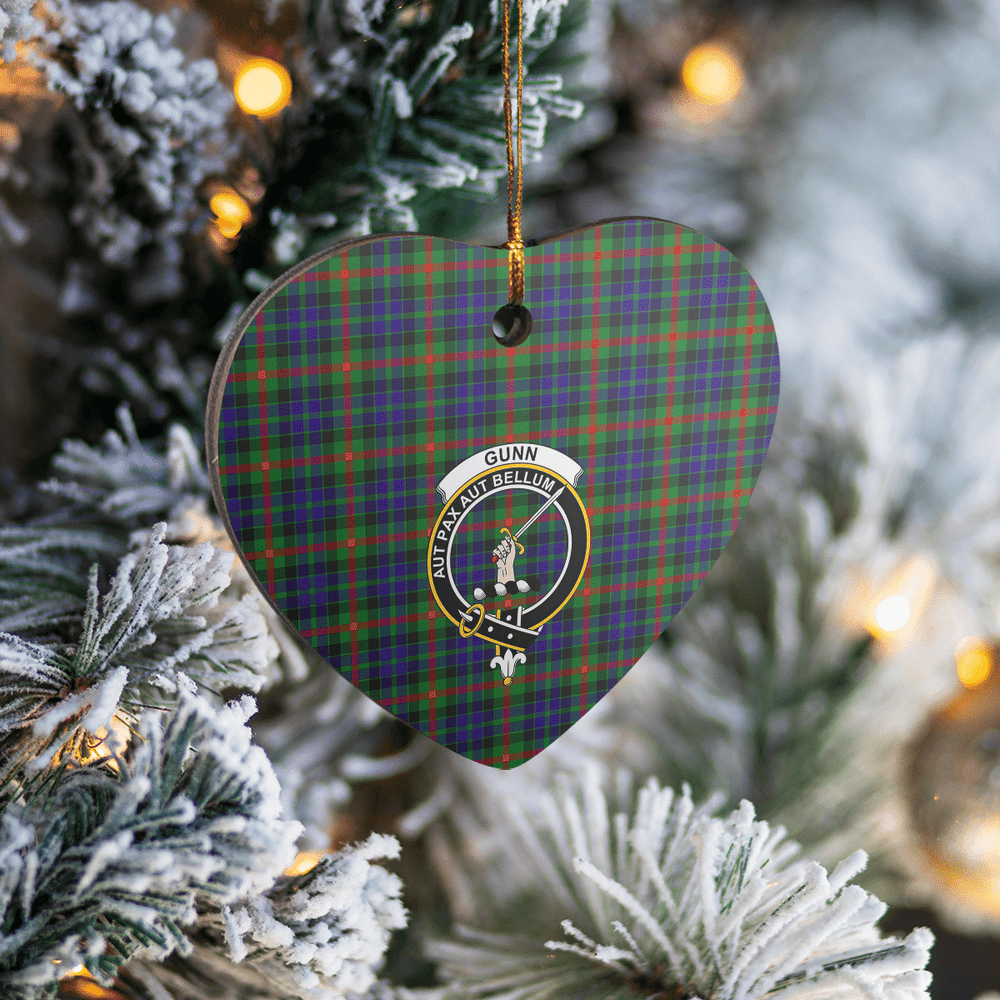 Clan Gunn Tartan Crest Heart Ceramic Ornament BV49 Gunn Tartan Tartan Christmas   