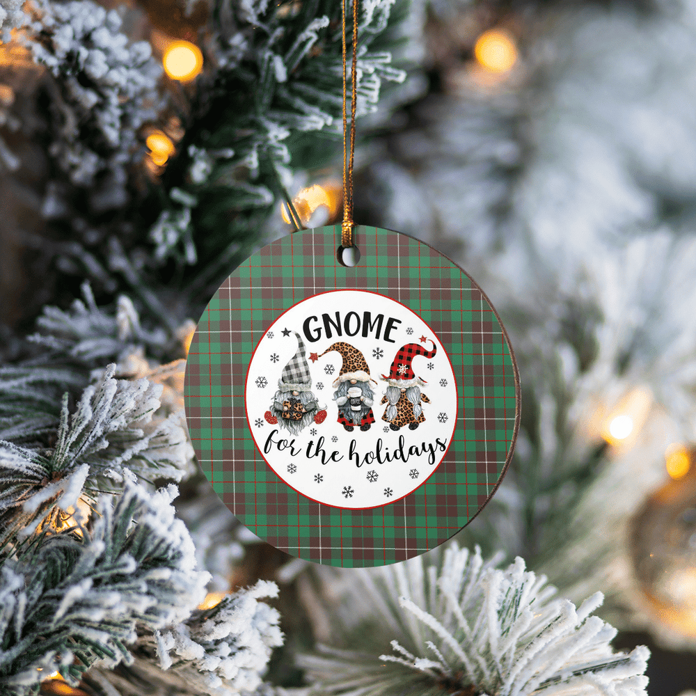 Clan MacKinnon Hunting Ancient Tartan Tartan Crest Gnome Round Ceramic Ornament IJ93 MacKinnon Hunting Ancient Tartan Tartan Christmas   