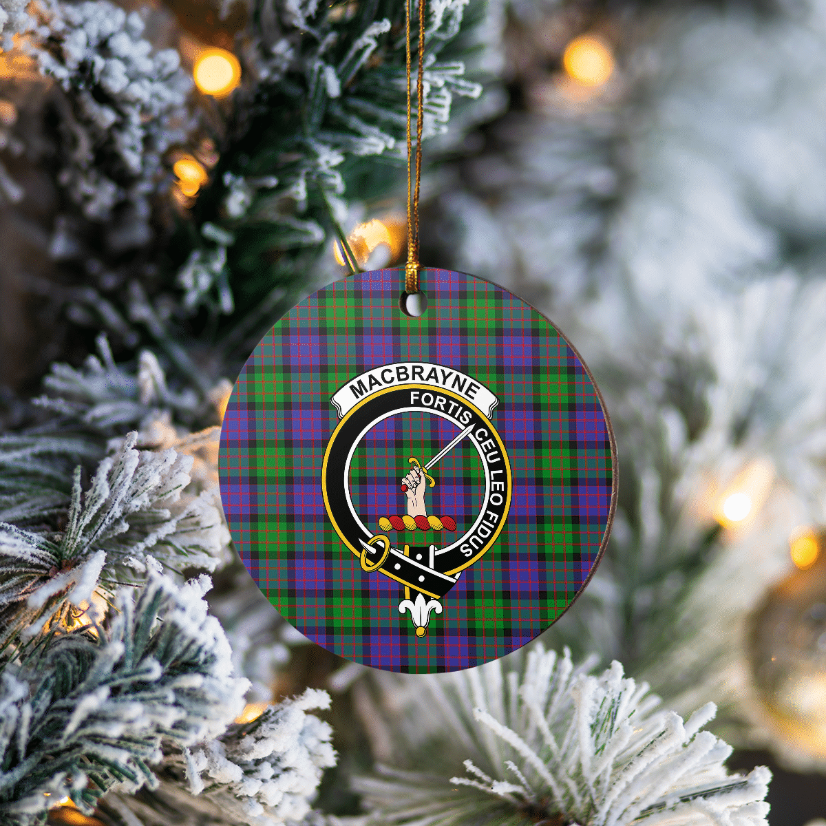 Clan MacBrayne Tartan Crest Round Ceramic Ornament QG98 MacBrayne Tartan Tartan Christmas   