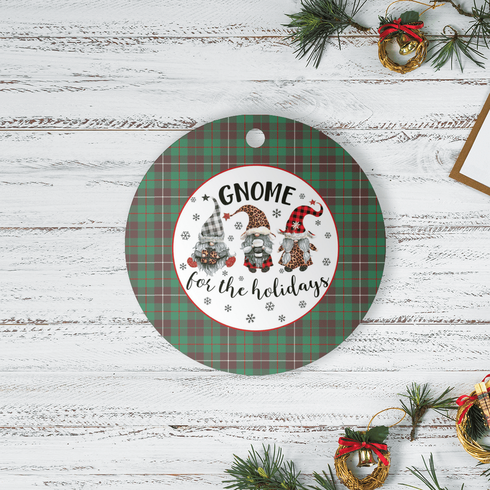 Clan MacKinnon Hunting Ancient Tartan Tartan Crest Gnome Round Ceramic Ornament IJ93 MacKinnon Hunting Ancient Tartan Tartan Christmas   