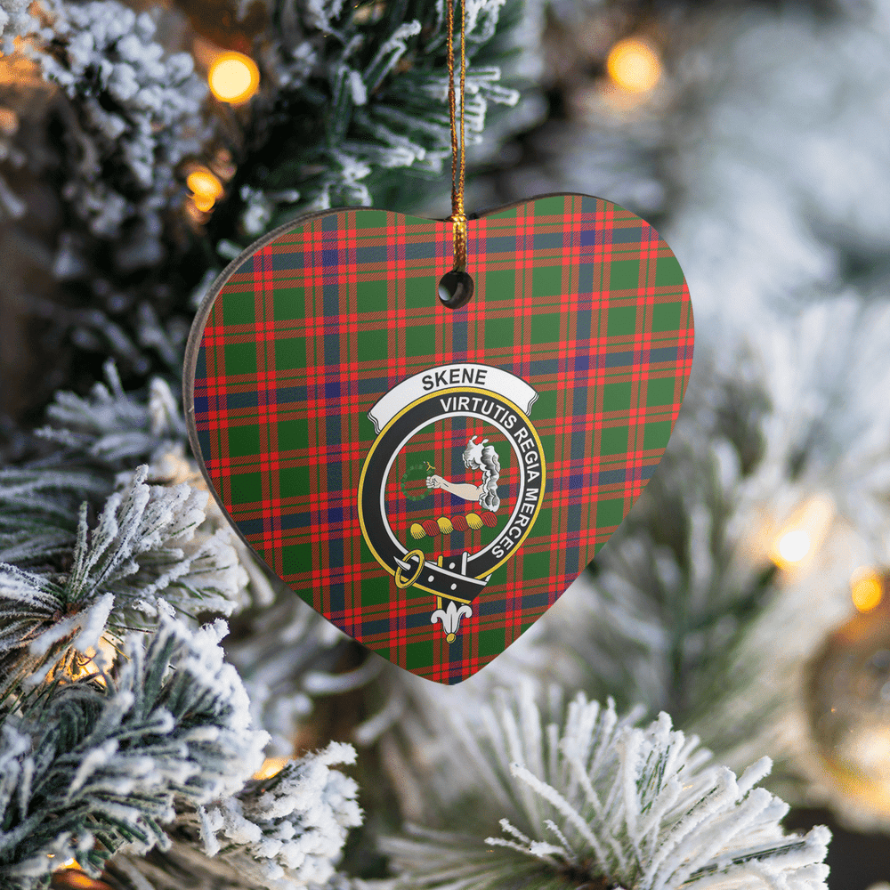 Clan Skene Modern Tartan Crest Heart Ceramic Ornament GZ28 Skene Modern Tartan Tartan Christmas   