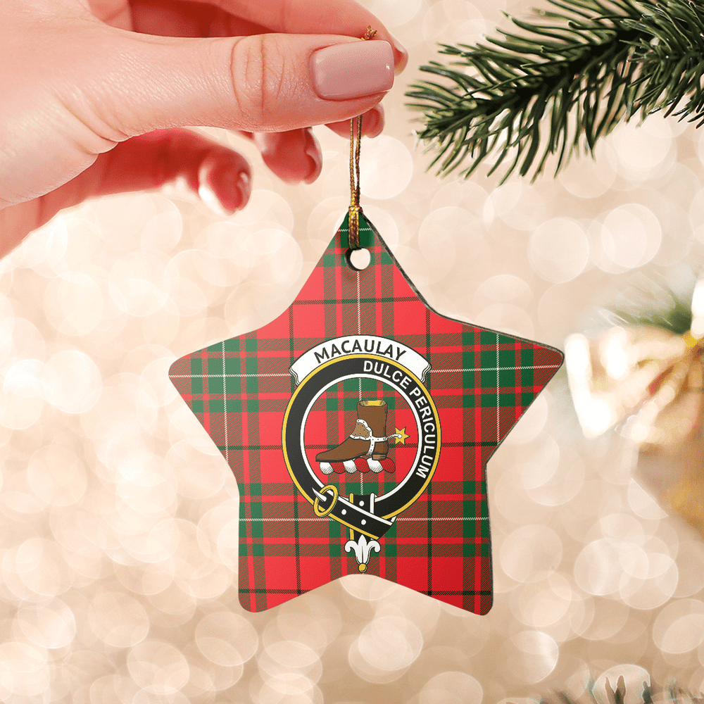 Clan MacAulay Modern Tartan Crest Star Ceramic Ornament WT77 MacAulay Modern Tartan Tartan Christmas   
