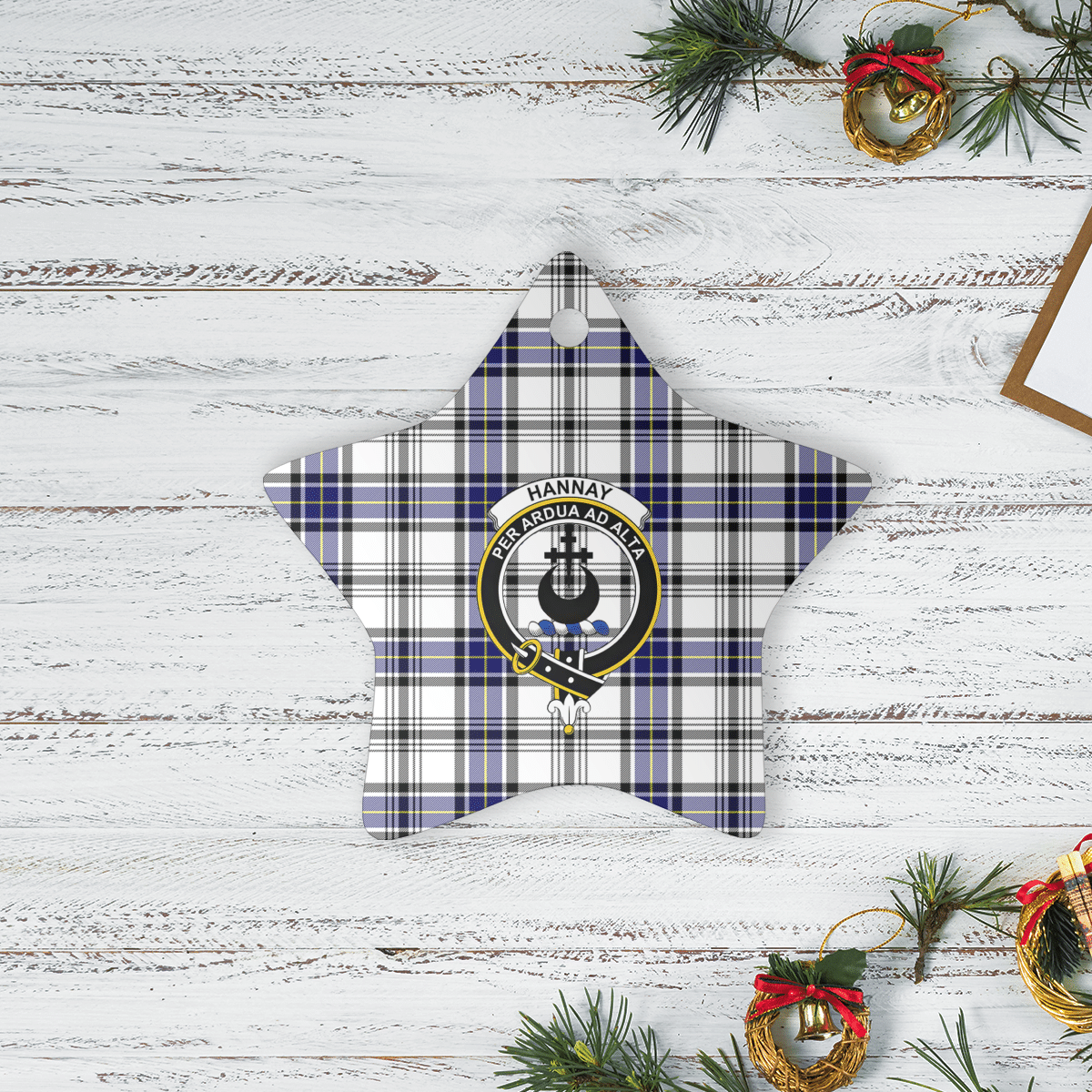 Clan Hannay Tartan Crest Star Ceramic Ornament MV67 Hannay Tartan Tartan Christmas   