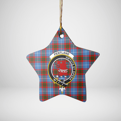 Clan Pentland (Edinburgh) Tartan Crest Star Ceramic Ornament