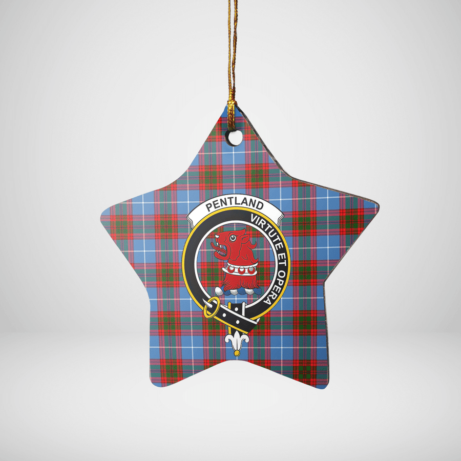 Clan Pentland (Edinburgh) Tartan Crest Star Ceramic Ornament DE79 Pentland (Edinburgh) Tartan Tartan Christmas   