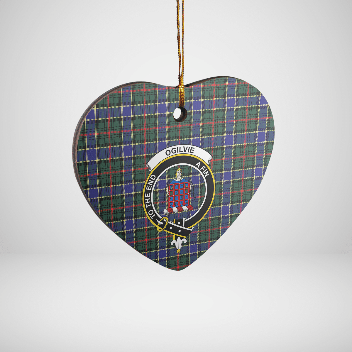 Clan Ogilvie Hunting Modern Tartan Crest Heart Ceramic Ornament EW72 Ogilvie Hunting Modern Tartan Tartan Christmas   