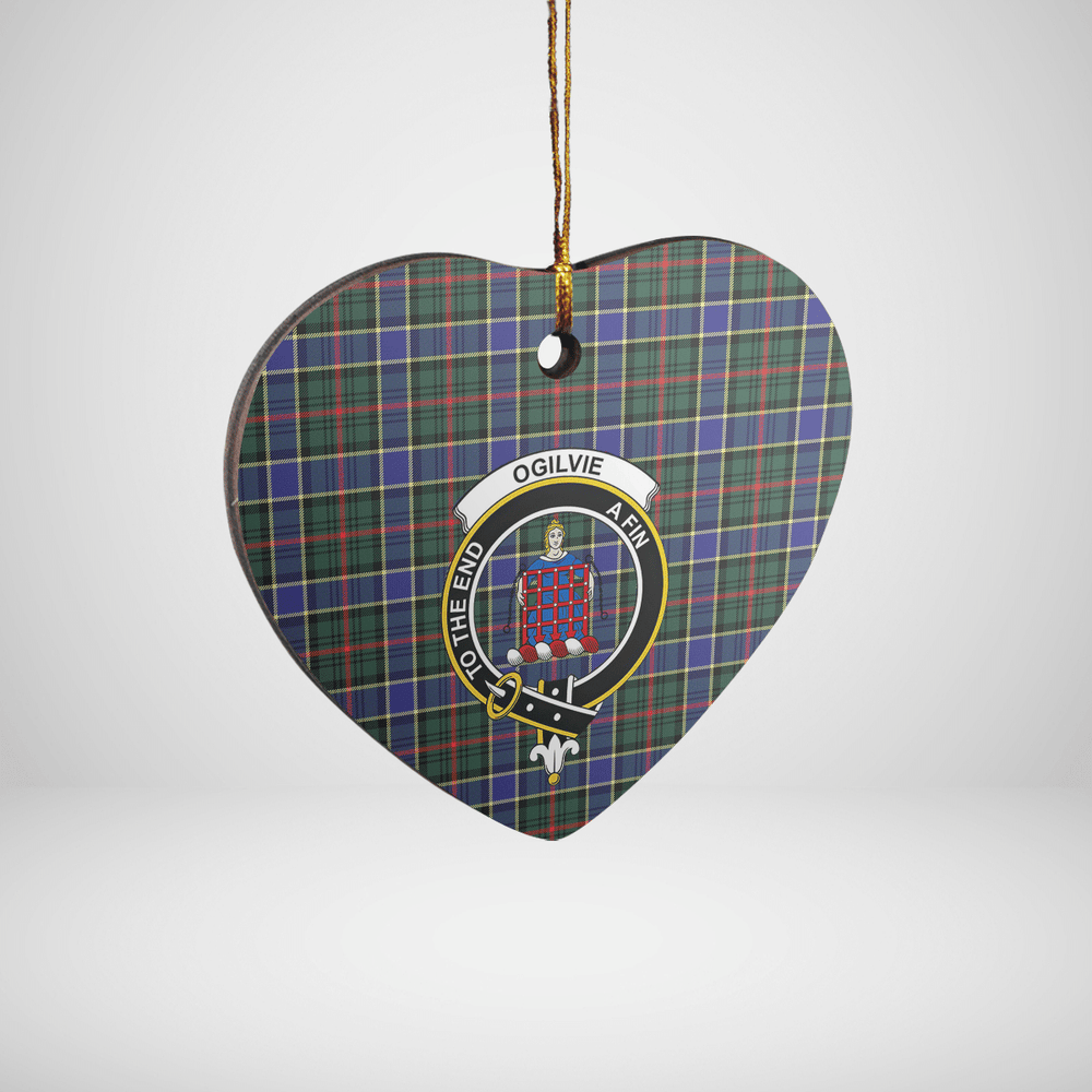 Clan Ogilvie Hunting Modern Tartan Crest Heart Ceramic Ornament EW72 Ogilvie Hunting Modern Tartan Tartan Christmas   