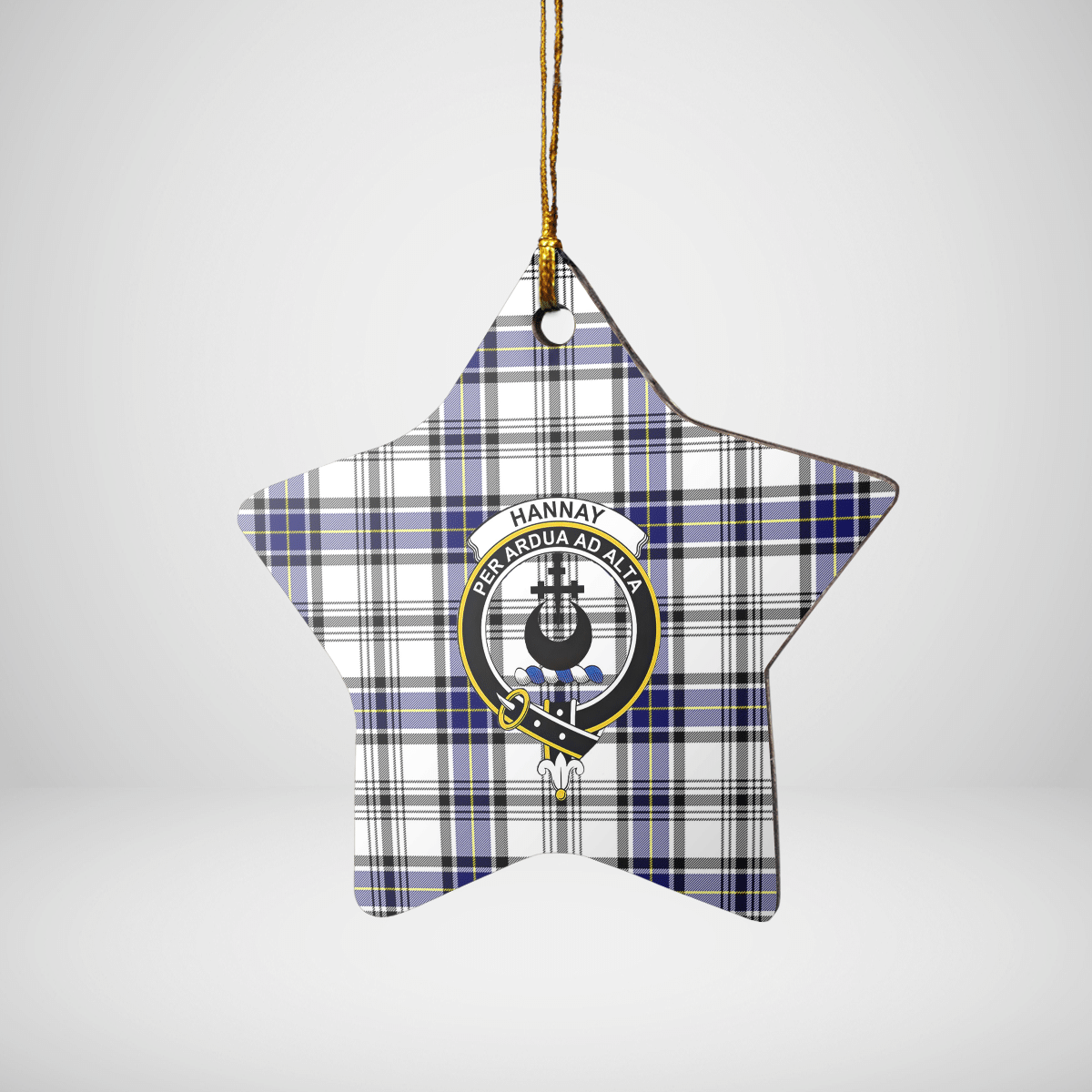 Clan Hannay Tartan Crest Star Ceramic Ornament MV67 Hannay Tartan Tartan Christmas   