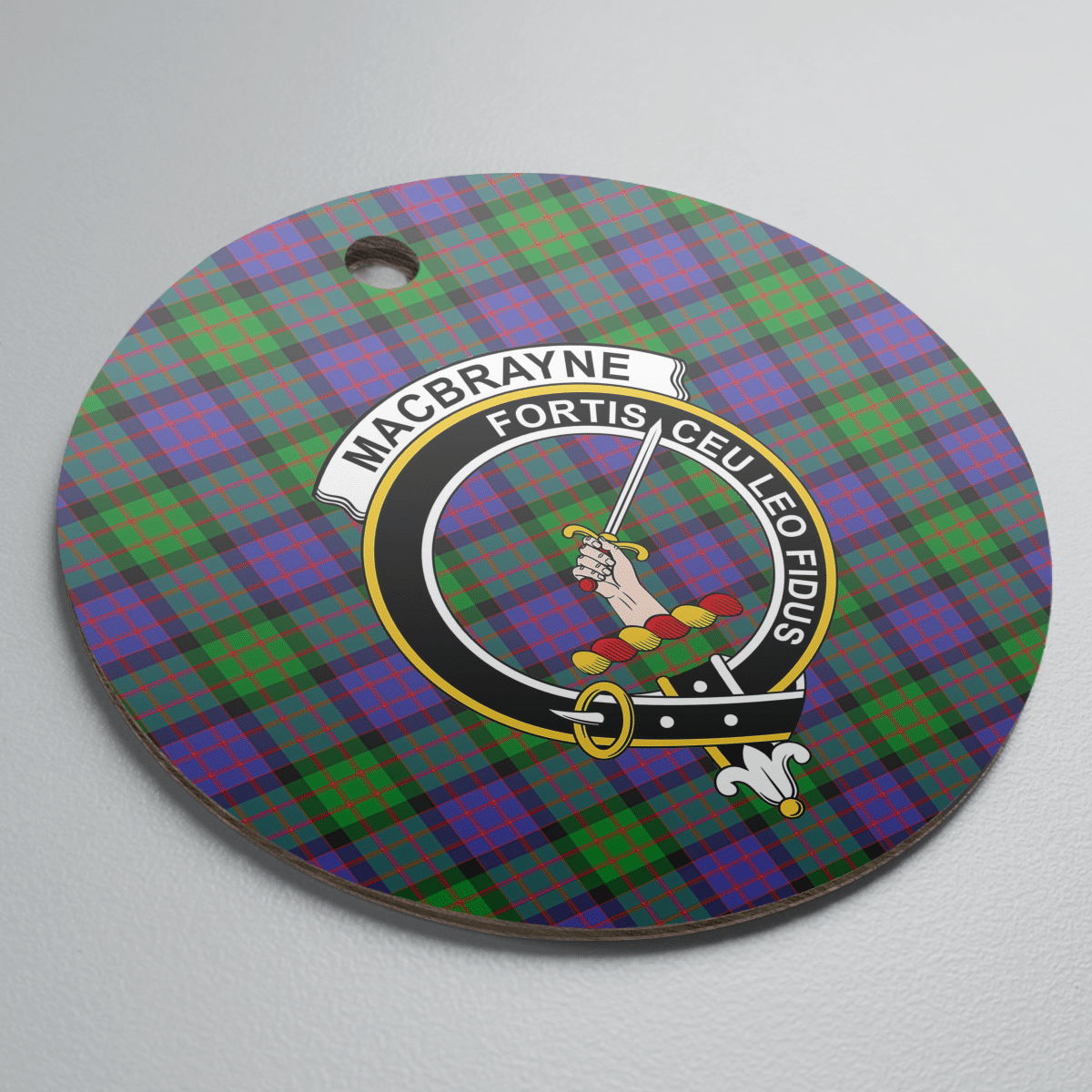 Clan MacBrayne Tartan Crest Round Ceramic Ornament QG98 MacBrayne Tartan Tartan Christmas   