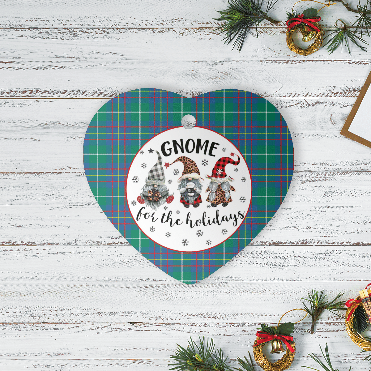 Clan Inglis Ancient Tartan Tartan Crest Gnome Heart Ceramic Ornament NO92 Inglis Ancient Tartan Tartan Christmas   