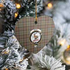 Clan Scott Green Weathered Tartan Crest Heart Ceramic Ornament XQ53 Scott Green Weathered Tartan Tartan Christmas   