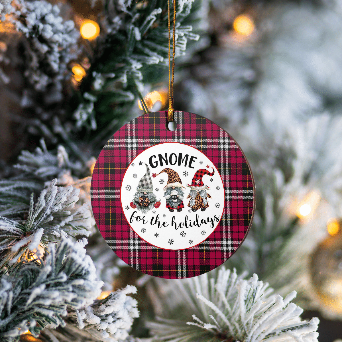 Clan Little Tartan Tartan Crest Gnome Round Ceramic Ornament UH50 Little Tartan Tartan Christmas   