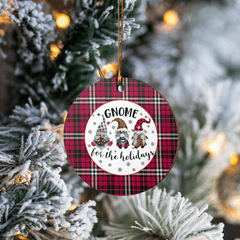 Clan Little Tartan Tartan Crest Gnome Round Ceramic Ornament UH50 Little Tartan Tartan Christmas   