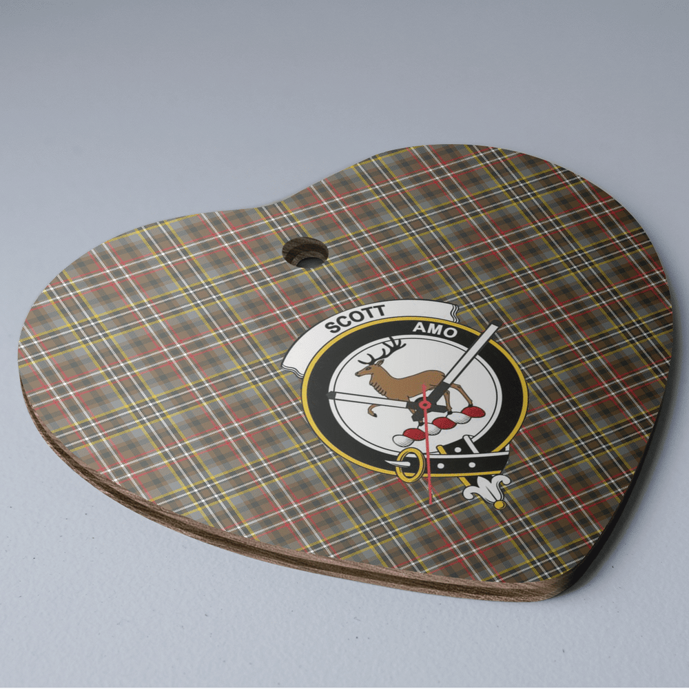 Clan Scott Green Weathered Tartan Crest Heart Ceramic Ornament XQ53 Scott Green Weathered Tartan Tartan Christmas   