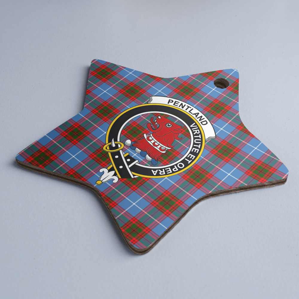 Clan Pentland (Edinburgh) Tartan Crest Star Ceramic Ornament DE79 Pentland (Edinburgh) Tartan Tartan Christmas   