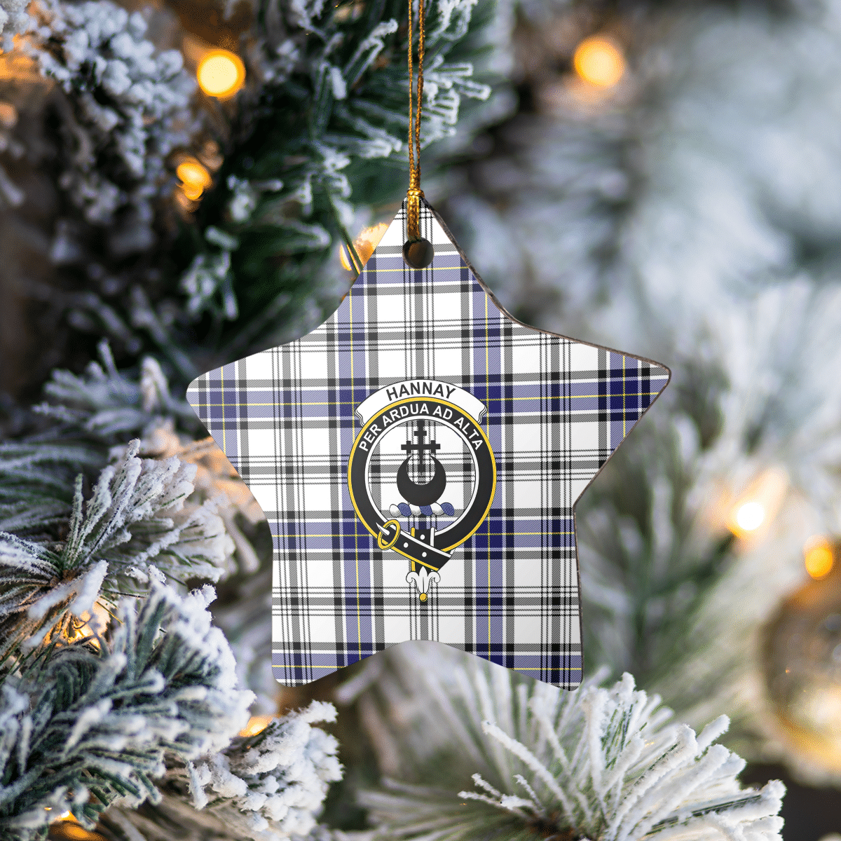 Clan Hannay Tartan Crest Star Ceramic Ornament MV67 Hannay Tartan Tartan Christmas   