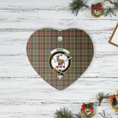 Clan Scott Green Weathered Tartan Crest Heart Ceramic Ornament XQ53 Scott Green Weathered Tartan Tartan Christmas   