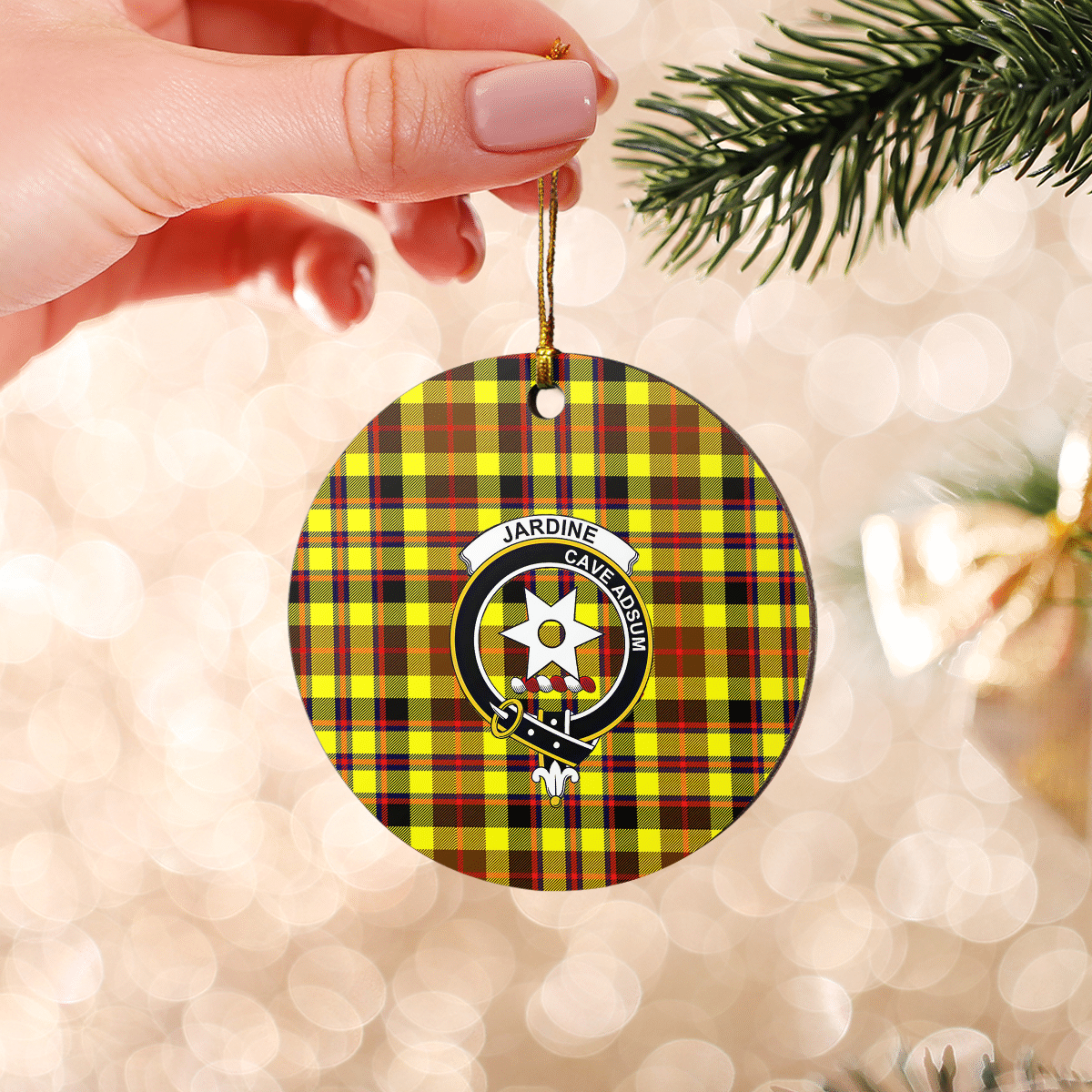 Clan Jardine Tartan Crest Round Ceramic Ornament LT29 Jardine Tartan Tartan Christmas   