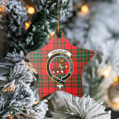 Clan MacAulay Modern Tartan Crest Star Ceramic Ornament WT77 MacAulay Modern Tartan Tartan Christmas   