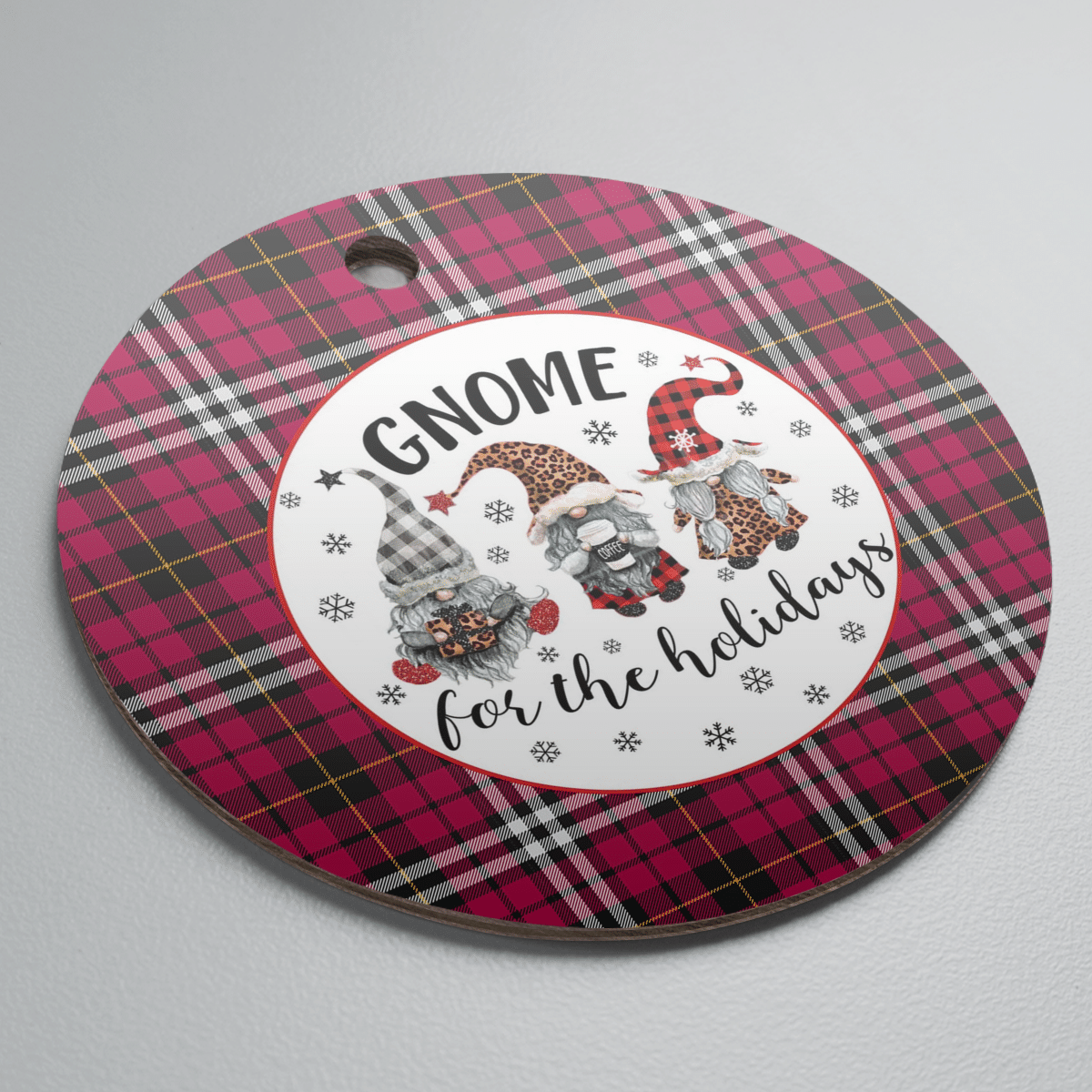 Clan Little Tartan Tartan Crest Gnome Round Ceramic Ornament UH50 Little Tartan Tartan Christmas   
